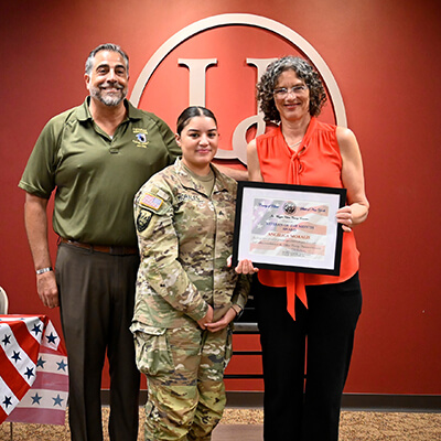 Veteran receiving award