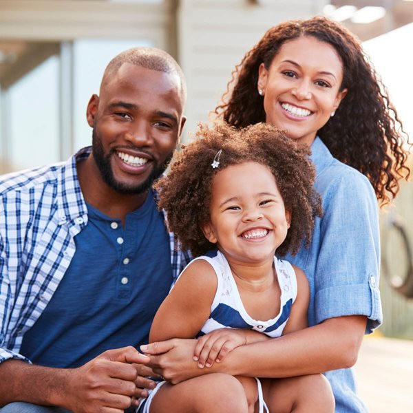 Black family smiling